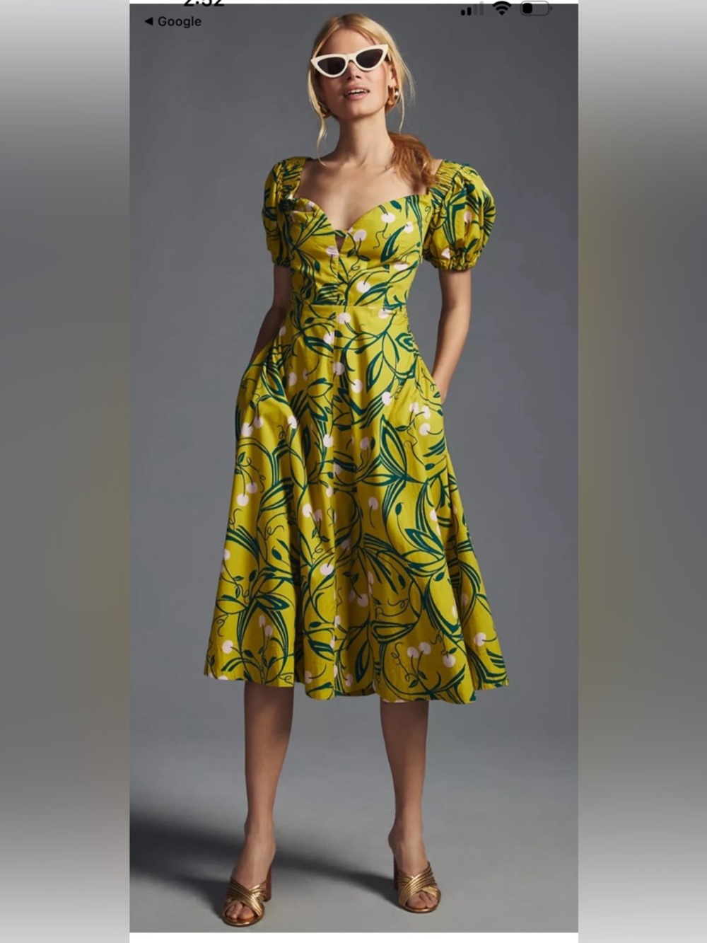 NWOT Anthropologie size 6 Chartreuse sweetheart dress
